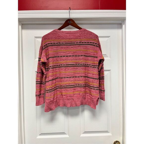 Soft Surroundings Pink Textured Knit Crew Neck Sweater sz PL EUC - Picture 6 of 9
